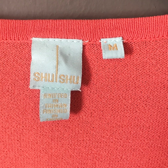 Shu Shu Peach Button Up Viscose/Nylon Cardigan - Picture 3 of 4